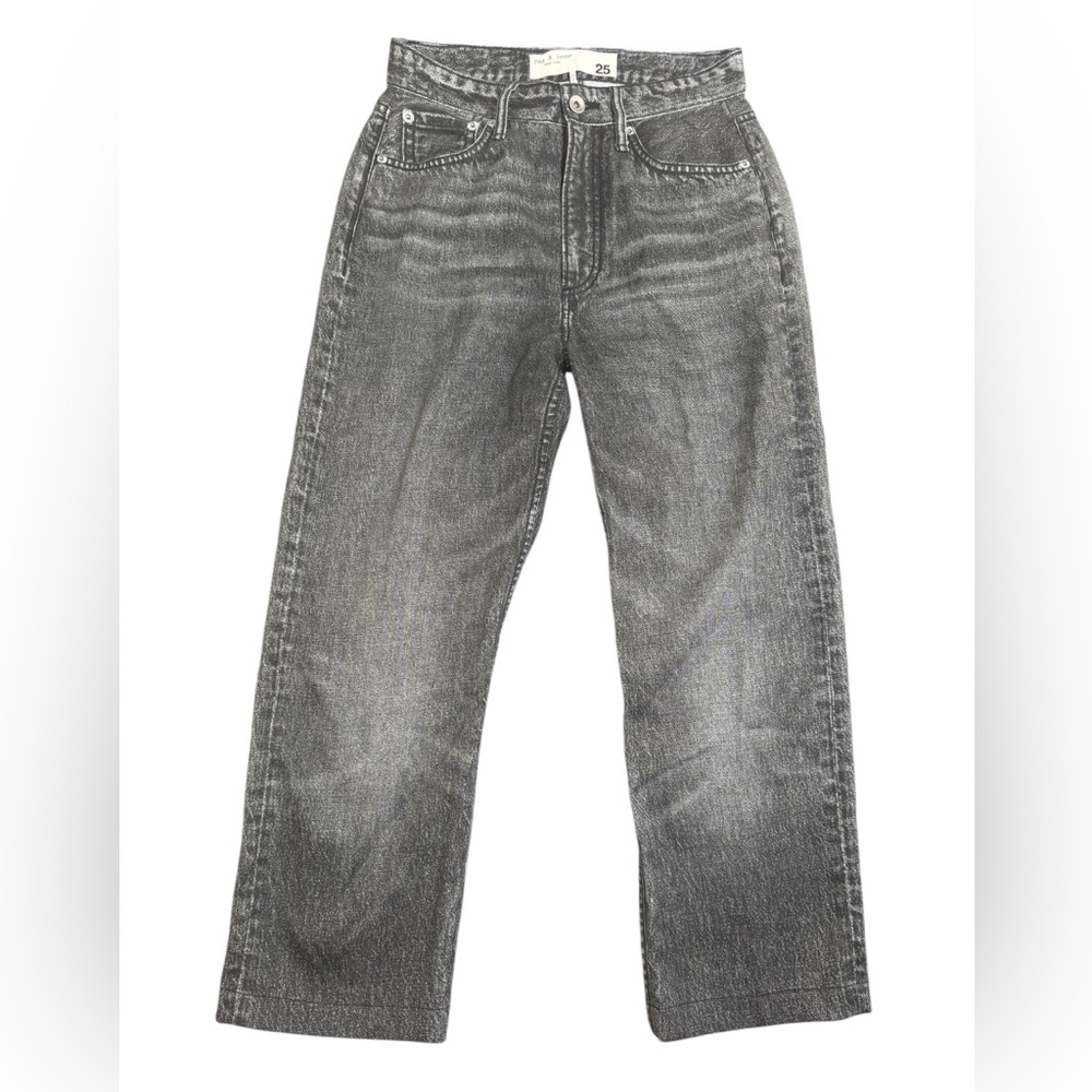 rag‎ & bone Liquid Alex High Rise Straight Leg Faux Jeans in Black Magic Size 25 - Picture 3 of 12